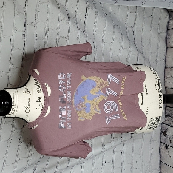Daydreamer for Free People Distressed Cropped Pink Floyd Tour Shirt Size Medium - Picture 1 of 7